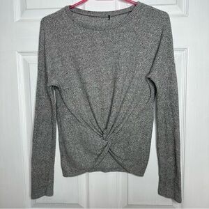 Tie-Knot Shirt Long Sleeved Ribbed Grey Size Medium